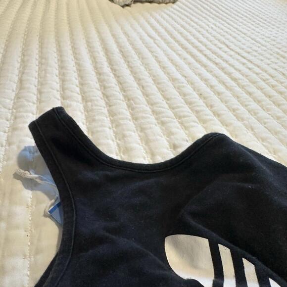 Adidas Sports Bra Black White Logo Sleeveless Workout Top No Lining Sz S Small - Picture 12 of 12